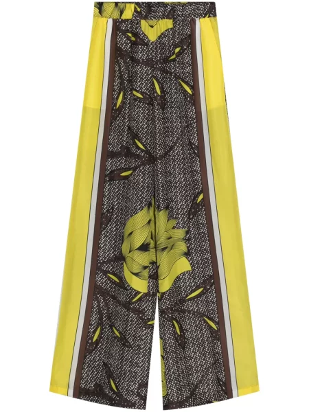 Pantaloni P.a.r.o.s.h. de mătase cu model floral cu imagine maro