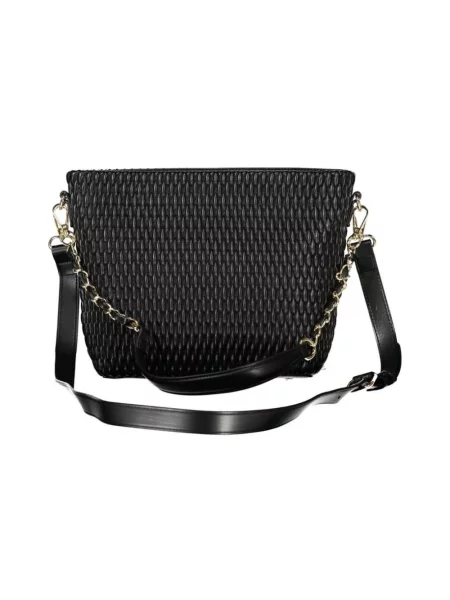 Lniana torebka crossbody Valentino By Mario Valentino pikowana czarna