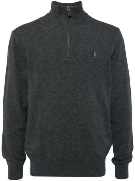 Pulover Polo Ralph Lauren de jumătate de fermoar gri