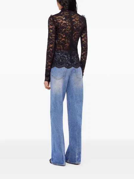 Długa bluzka Rabanne koronkowa czarna