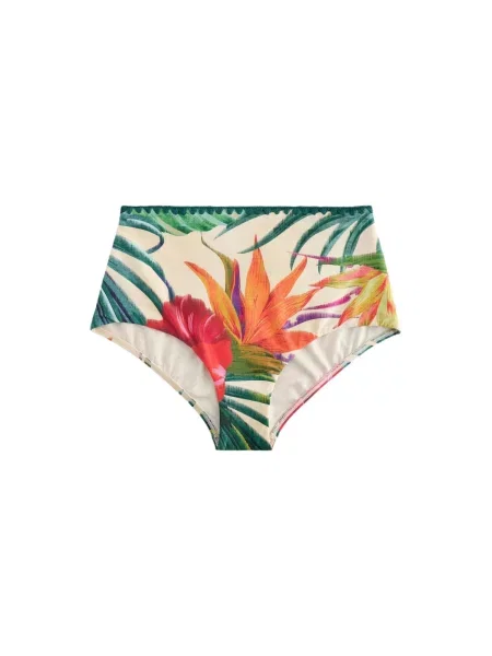 Next Slip costum de baie crem / verde smarald / vin / orange roșu
