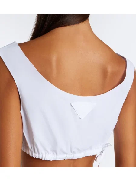 Top Prada din poplin alb