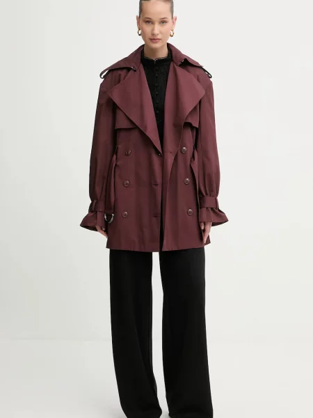 Bardot trencz bordowy