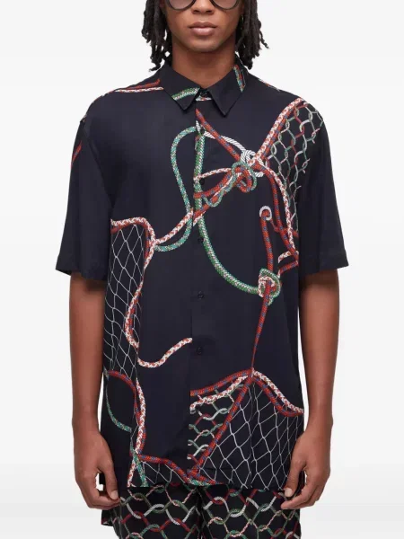 Къс риза Osklen с принт черно