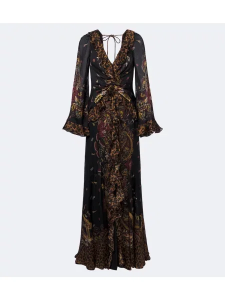 Rochie maxi Etro de mătase cu imagine negru