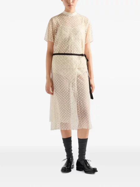 Top Prada cu broderie din dantelă