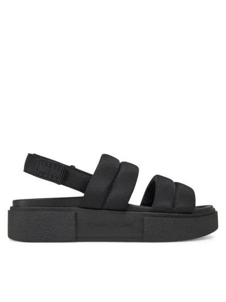 Tommy Jeans sandale FLATFORM SANDAL femei cu platforma negru
