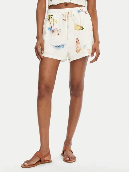 Seafolly Szorty materiałowe Isla Palm Écru