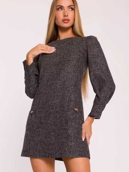 Rochie maxi Made Of Emotion cu mâneci lungi în linie A negru