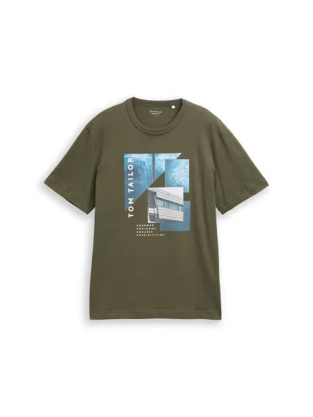 TOM TAILOR Majica modra / marine / oliva bela