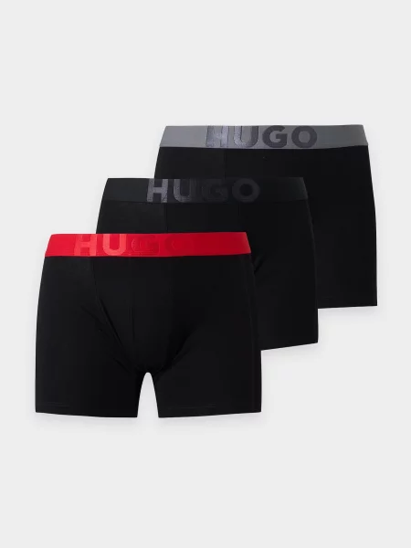 HUGO Boxeri gri închis / roșu negru