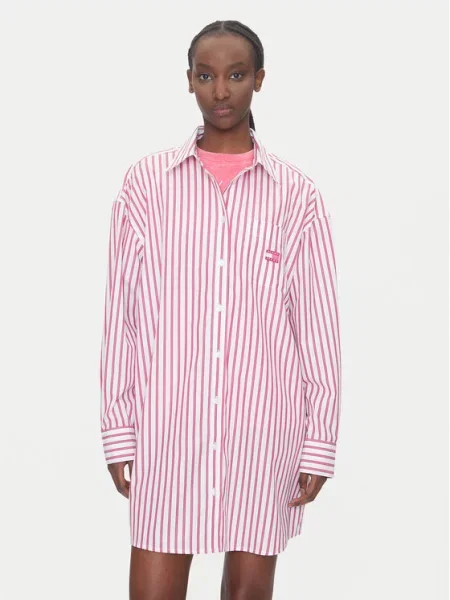 Kostiumas džinsinė suknelė Tommy Jeans rožinė