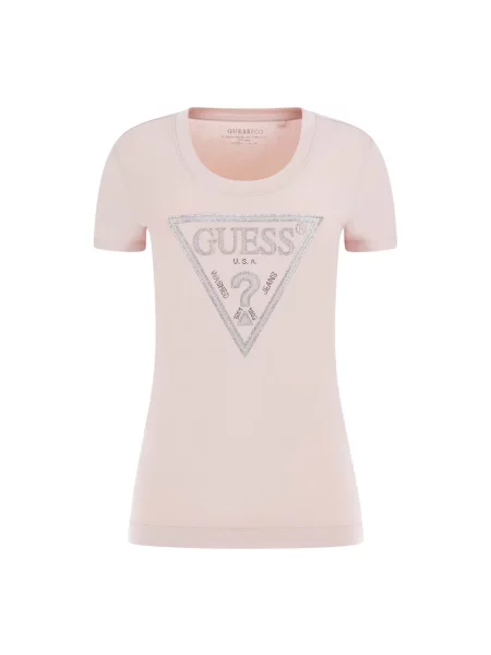 Dzianinowa koszulka Guess różowa