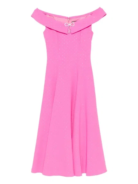 Rochie midi Nissa cu funde până la genunchi de costum roz