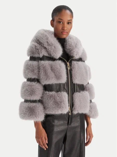 YES LONDON Кожено палто сив