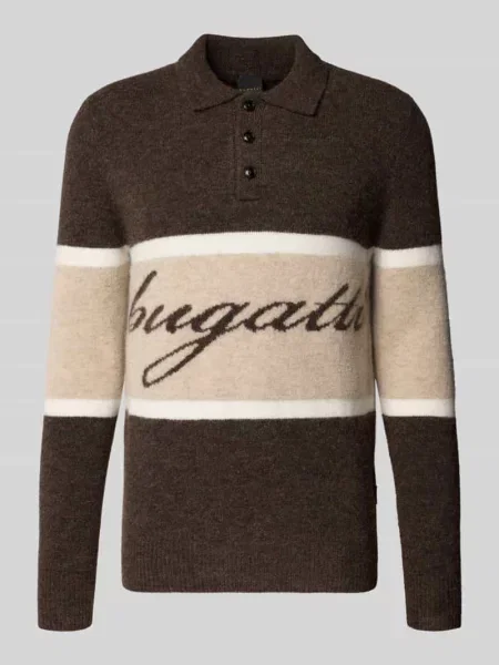 Koszulka polo z domieszką wełny krój slim fit Bugatti