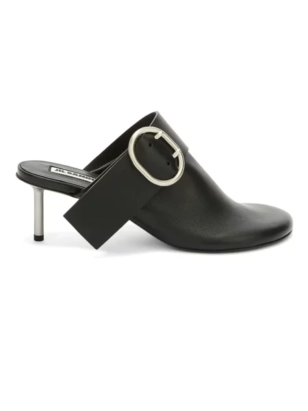 Klapki mules Jil Sander skórzane czarne