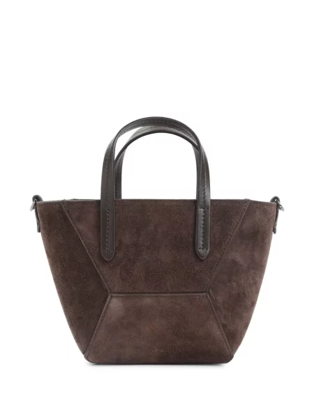 Τσάντα shopper Brunello Cucinelli σουέτ καφέ