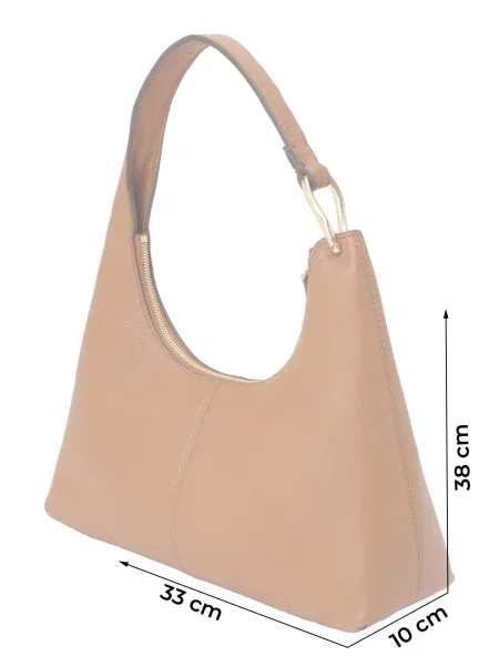 Geantă Calvin Klein Slouchy Leather Shoulder Bag Verde maro