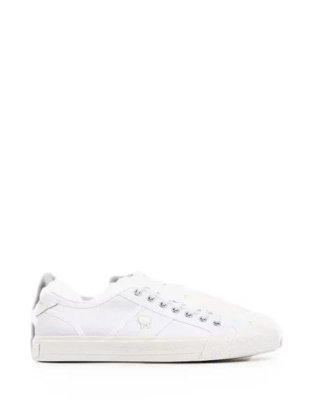 Sneakerși Karl Lagerfeld cu șireturi din dantelă cu autograf alb