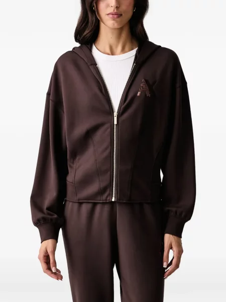 Hanorac cu glugă Armani Exchange cu paiete maro