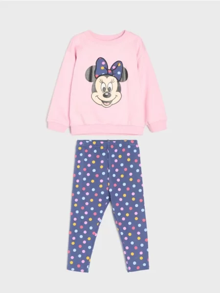 Sinsay komplet: mikina a legíny Minnie Mouse pastelová růžová