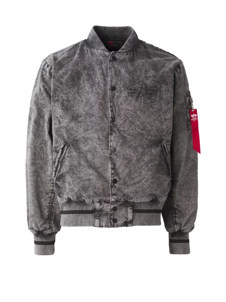 ALPHA INDUSTRIES Φθινοπωρινό και ανοιξιάτικο μπουφάν γκρι ντένιμ / μελανζέ μαύρο