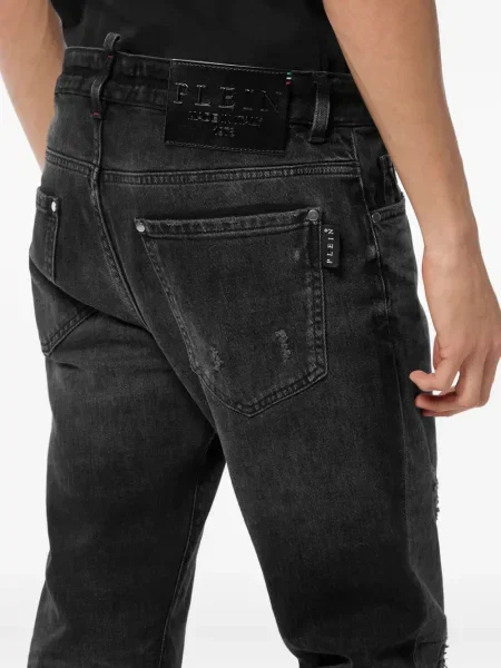 Blugi Philipp Plein zdrențuiți negru