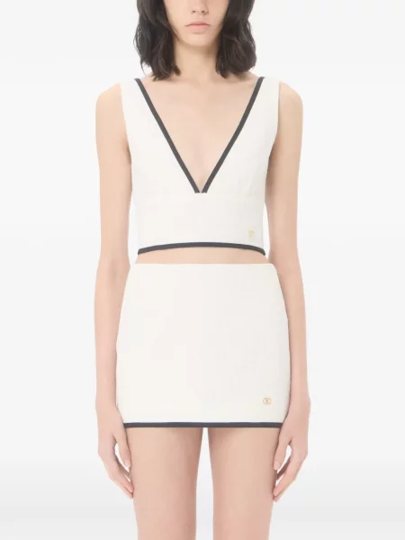Top Valentino Garavani din tweed alb
