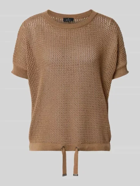 Sweter z dzianiny z obszyciem ozdobnymi kamieniami i tunelem Monari