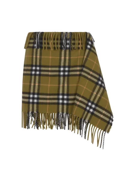 Spódnica Burberry z kaszmiru w kratkę zielona