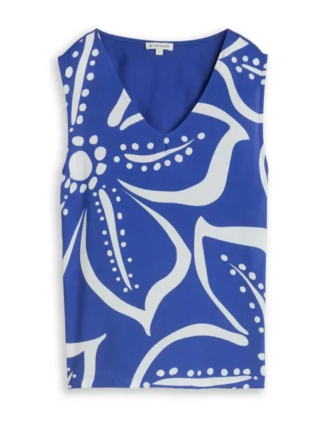 TOM TAILOR Top albastru regal alb