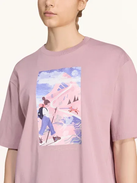 Adidas Terrex Oversized Tričko Terrex Secret Paths Ahead Graphic starorůžová / růžová modrá