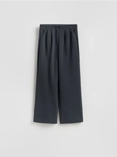 Reserved Pantaloni cu pliuri gri-închis gri
