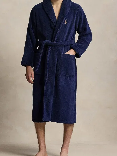 Szlafrok Polo Ralph Lauren frotte niebieski