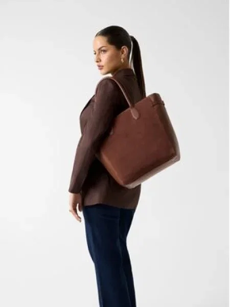 Guess Shopper táska ANITHA | hasított bőr barna