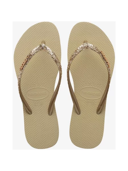 Japonki Havaianas Slim Glitter II Beż Złoty brązowe