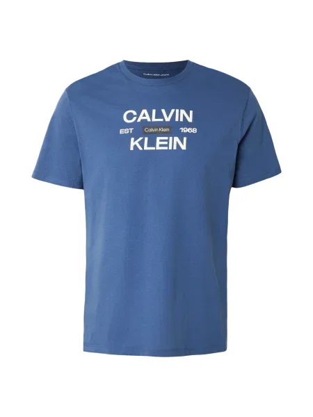 Calvin Klein Jeans Tricou albastru regal / negru alb