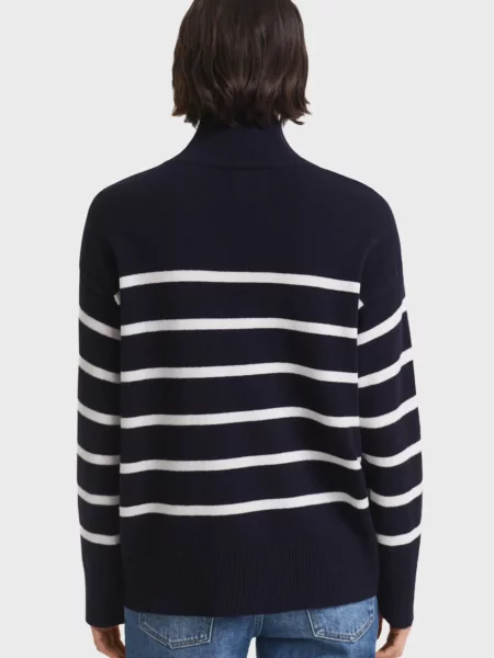 Вовняна смугаста водолазка Gant чорна