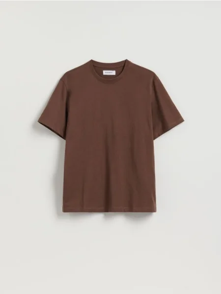 Reserved Tricou regular din maro-închis maro