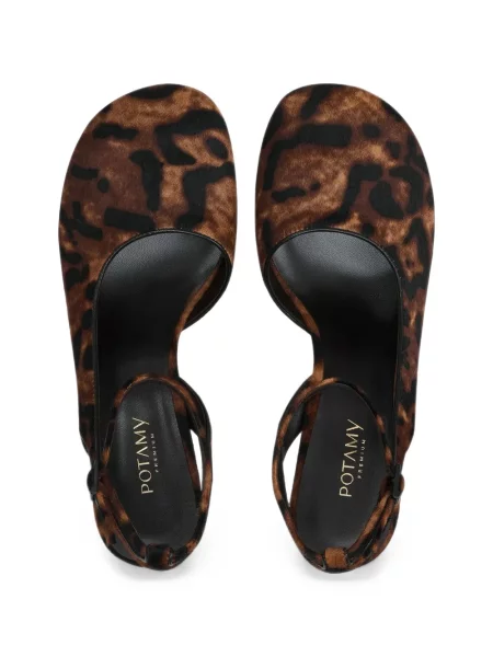 Pantofi cu toc Potamy cu imagine cu model leopard slingback maro