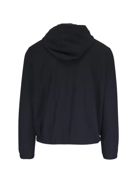 Geacă Moncler cu glugă albastru