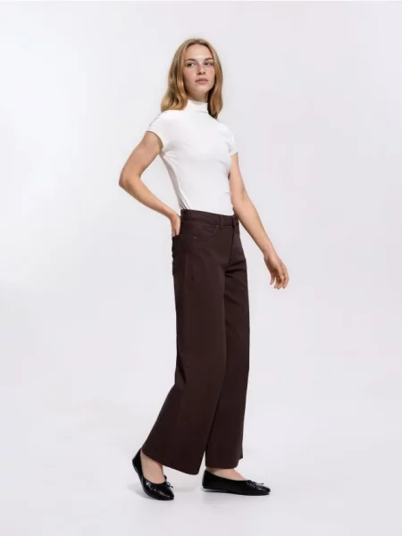 Reserved Blugi wide leg comfort dark grey jeans gri