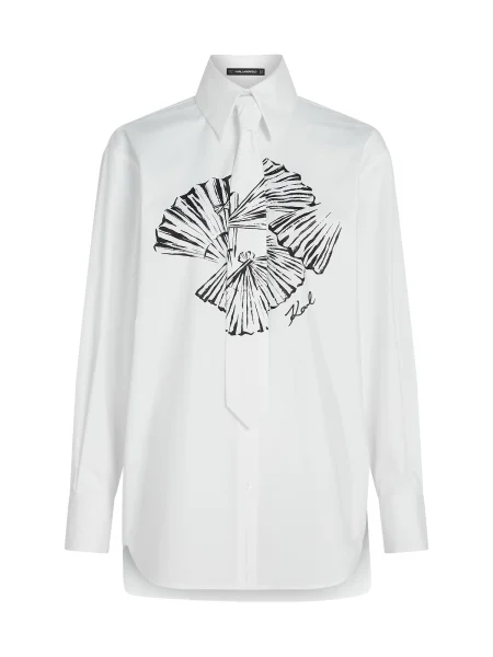 Karl Lagerfeld cămașă din cu guler clasic relaxed alb