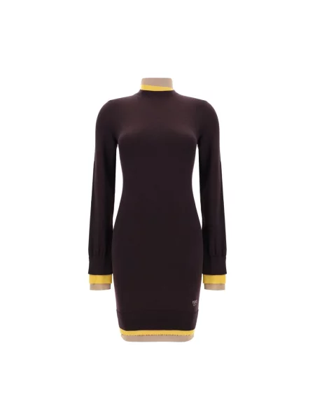 Sukienka mini Fendi wełniana fioletowa