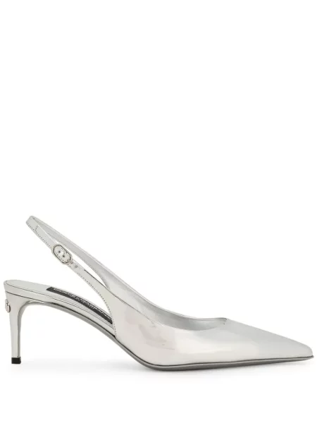 Pantofi cu toc Dolce & Gabbana slingback argintiu