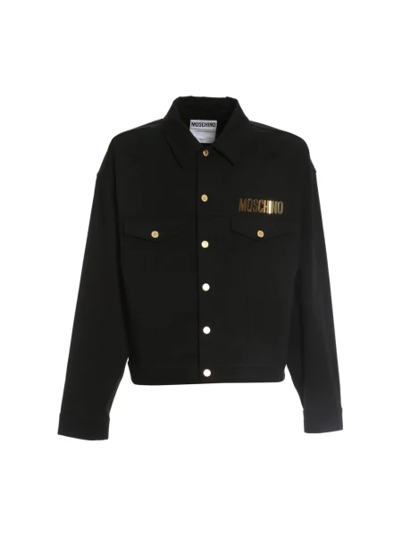 Kurtka jeansowa Moschino z logo czarna
