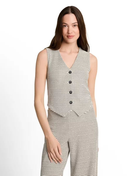 TOM TAILOR DENIM Vestă tricotată negru alb