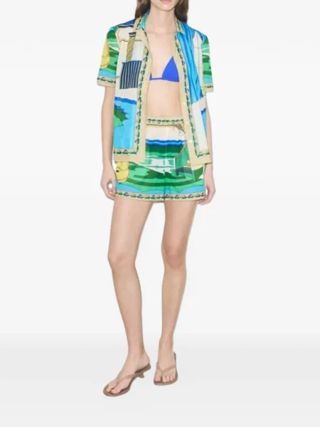 Cămașă Tory Burch cu imagine albastru