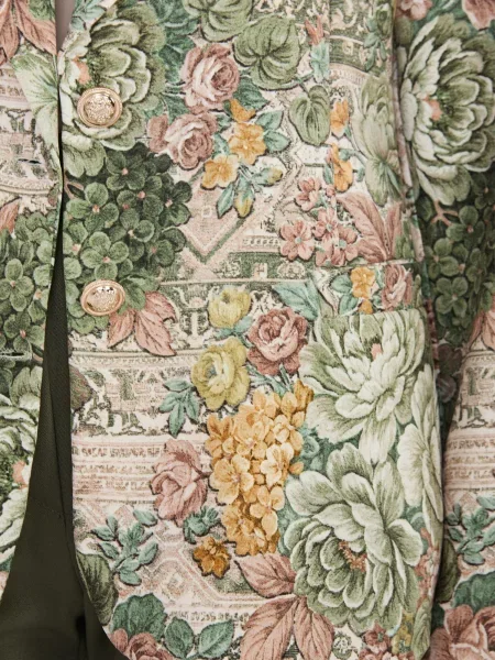 Geacă Italy Moda cu model floral verde